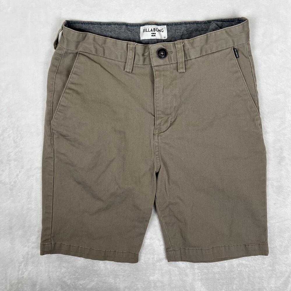 Billabong Shorts Mens 28 Beige Chino Canvas Flat Front 8 Inseam Beach Casual